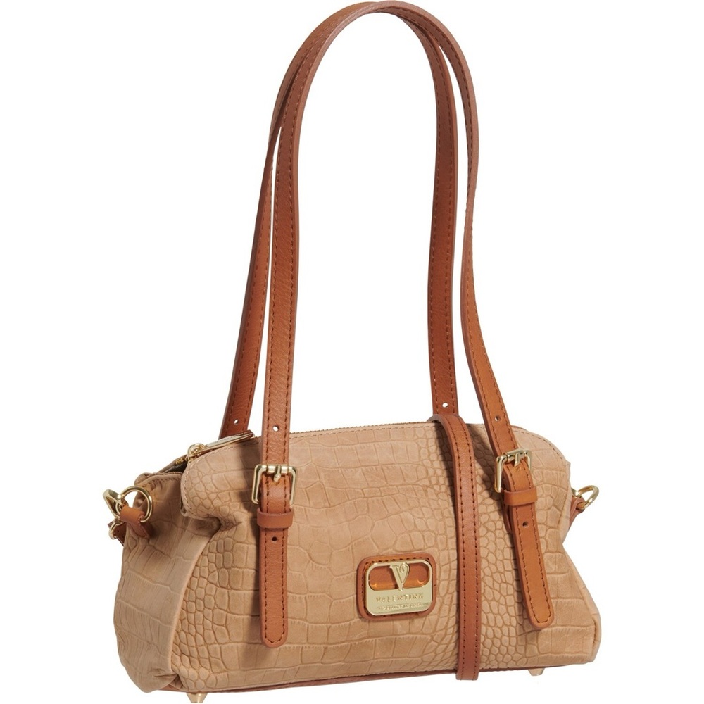 Valentina Italian leather crocodile-embossed satchel handbag